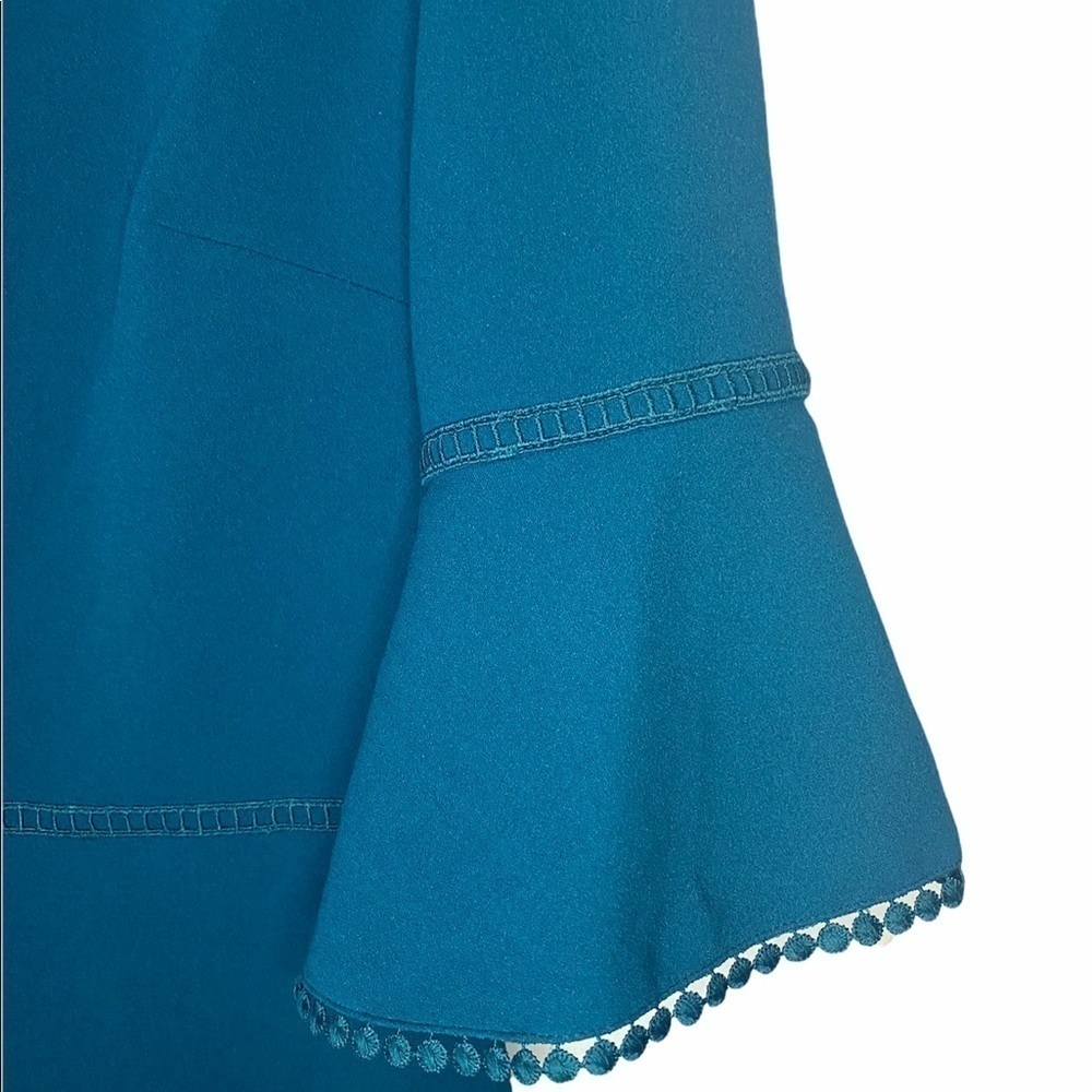 Betsy Johnson bell sleeve sheath teal dress size10 - Picture 7 of 12